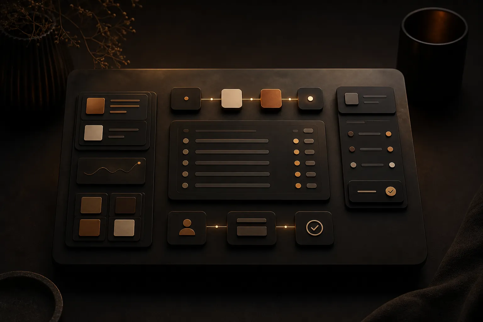 Dark editorial workflow surface 